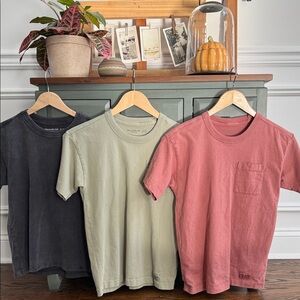 Set of 3 Abercrombie Kids Relaxed Fit T-Shirts in Black, Green, and Red/Pink